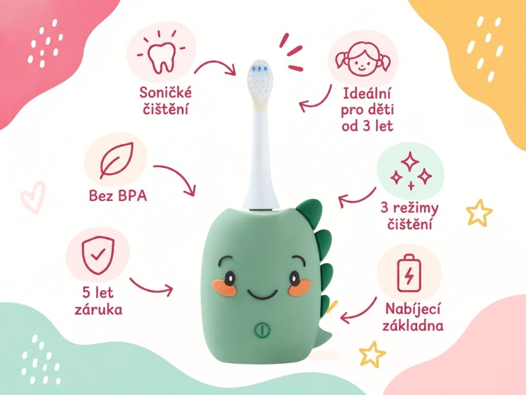 Dětský sonický elektrický kartáček Zoo Toothbrush Dino (14)